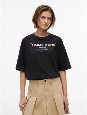 Tommy Hilfiger Womens Tommy Jeans Crystal Logo T-Shirt - Black - XL