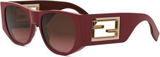 Fendi Authentieke Baguette Bril met Topkwaliteit - Dames - Zonnebrillen - Bruin - 54 MM - Accessoires