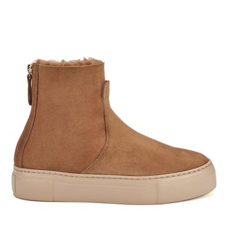 AGL Brown Meghan Suede Sheepskin-Lined Wedge Boots