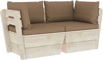vidaXL Sof&aacute; De Palets De Jard&iacute;n 2 Plazas Con Cojines Madera De Abeto Vidaxl