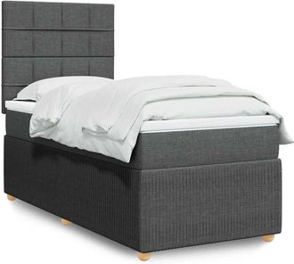 vidaXL Cama Box Spring Con Colch&oacute;n Tela Gris Oscuro 90x190 Cm Vidaxl