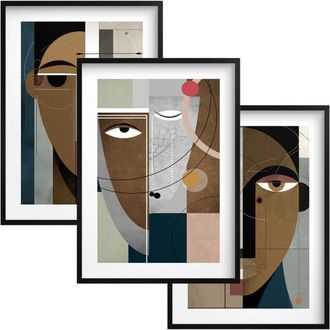 OEM Conjunto De P&oacute;steres De Pared De 30 X 40 Con Caras Abstractas