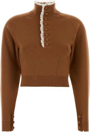 Chlo&eacute; Maglione Dolcevita con Ruches - - Knitwear - Donna - Marrone - M