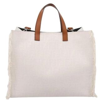 Fendi Pre-owned Canvas Tote Bag - Dames - Vintage Shopper - Wit - ONE Size - Vintage