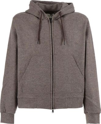 Circolo 1901 Felpa in lana con cappuccio e zip - Marrone