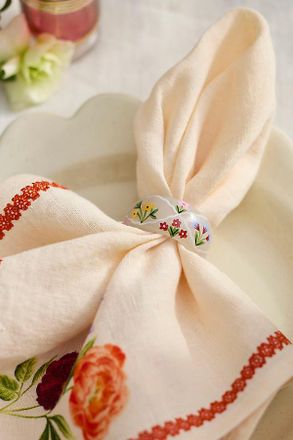 Terrain Painted Lattice Glass Napkin Rings, Set of 4