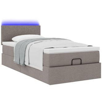 vidaXL Estructura De Cama Otomana Colch&oacute;n Tela Gris Pardo 90x190cm Vidaxl