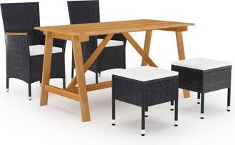 vidaXL Juego De Comedor De Jard&iacute;n De 5 Piezas Negro Vidaxl