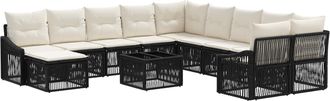vidaXL Conjunto De Sof&aacute;s De Jard&iacute;n 12 Uds. Negro Rat&aacute;n Sint&eacute;tico Vidaxl