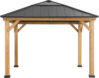 Sunjoy Direct Cenador De Madera De Cedro Pirin - 336cm X 336cm, Antracita