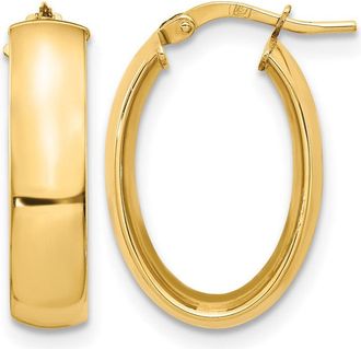Diamond2Deal 14K Yellow Gold 6mm High Polished Oval Hoop Earrings