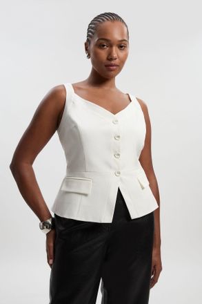 Karen Millen Womens Plus Size Tailored Tux Corset Top - White - Size 18 UK