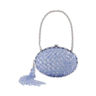 Self Portrait Clutch Ovale con Cristalli e Catena - - Bags - Donna - Blu - ONE SIZE