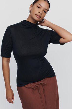 Pilcro Hartley Wool Blend Tissue Weight Mock Neck Top