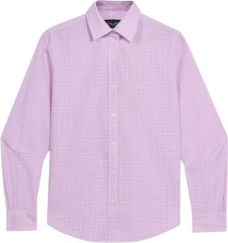 Brooks Brothers Micro Vichy Katoenen Overhemd met Logo - Dames - Zakelijke Overhemden - Paars - M - Katoen - Overhemden
