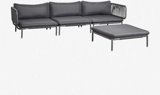 Sklum Sklum - Sof&aacute; Modular De Jard&iacute;n De 3 Piezas Con 2 Sillones Esquineros Y Puff Roubly