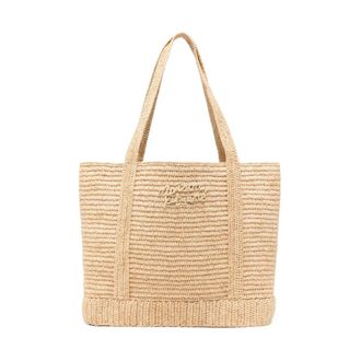 Maison Kitsun&eacute; Tote Bags, female, Beige, Size: ONE SIZE Raffia Tote Bag
