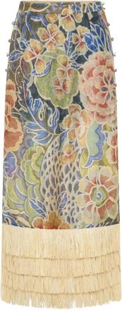 IXIAH Kleurrijke Franje Casablanca Rok - Dames - Midirokken - Veelkleurig - S - Leer - Rokken