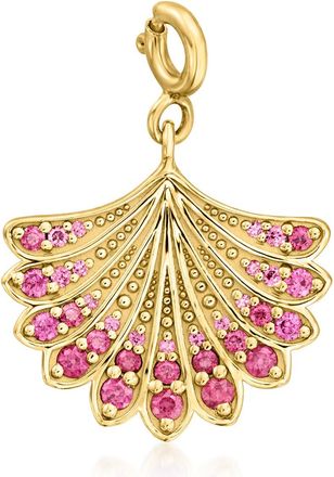 Ross-Simons Rhodolite Garnet Seashell Charm in 18kt Gold Over Sterling