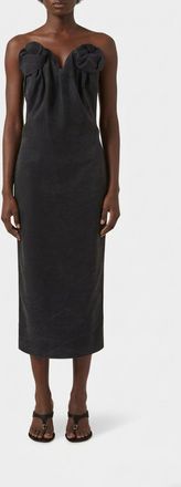 Magda Butrym Draped Silk Long Evening Gown with Sweetheart Neckline