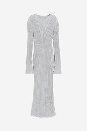H&M Kleid aus schimmerndem Rippstrick - Silberfarben