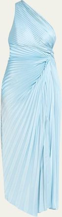 A.L.C. Lara Pleated One-Shoulder Satin Midi Dress