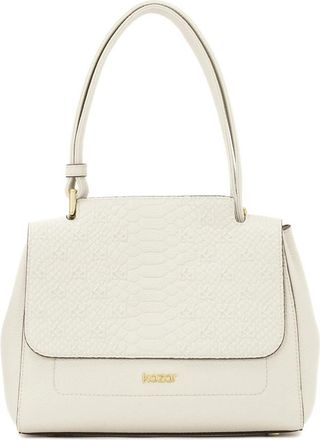 Kazar Witte handtas met klep in reli&euml;fpatroon - Dames - Handtassen - Wit - ONE Size - Leer - Tassen