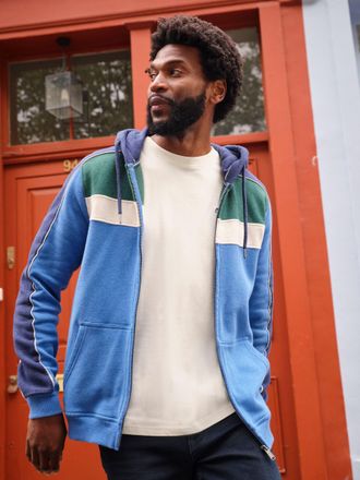 Fat Face FatFace Brooke Cobalt Blue Zip Through Cut Sew Hoodie
