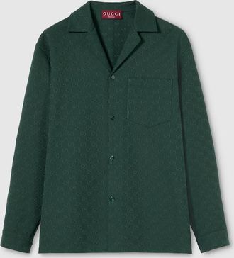 Gucci GG Canvas Shirt, Size 42, Blue, Ready-to-wear