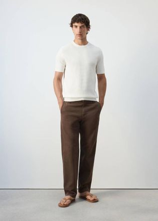 Mango Maglietta 100% cotone maglia struttura bianco sporco - Uomo - XXL - MANGO MAN
