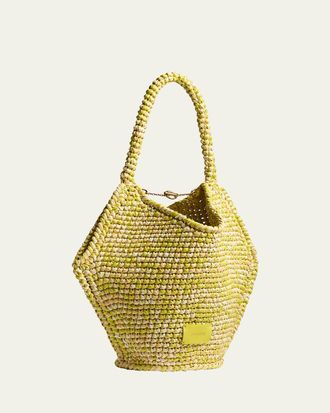 Khaite Lotus Mini Raffia Top-Handle Bag