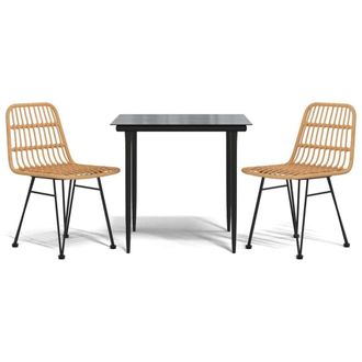 Berkfield Home 3 Piece Garden Dining Set Poly Rattan in Tan