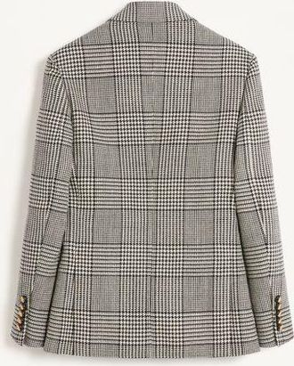 Valentino Giacca Monopetto In Lana Con Motivo Check Su Pied De Poule Uomo AVORIO/NERO 44