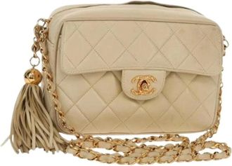Chanel Pre-owned Cross Body Bags, female, Beige, Size: ONE SIZE Pre-owned Leather Cross Body Bag