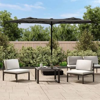 Berkfield Home Double-Head Parasol with LEDs Anthracite 316x240 cm in Black