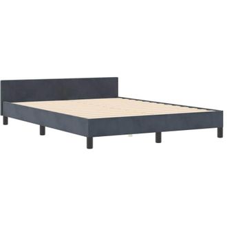 vidaXL Bed Frame with Headboard Dark grey 160 x 200 cm Velvet Vidaxl