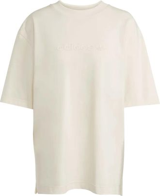 adidas tonal logo T-shirt - women - Polyester/Cotton - M - Neutrals