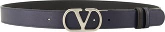 Valentino Garavani VLogo Signature Omkeerbare Riem - Heren - Riemen - Blauw - 95 CM - Leer - Accessoires