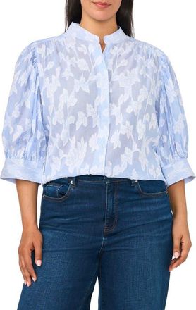 CeCe by Cynthia Steffe The Pearce Puff Shoulder Top in Ultra White at Nordstrom, Size 3X