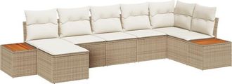 vidaXL Garden Sofa Set with Cushion 7 pcs Beige and Cream Poly Rattan vidaXL