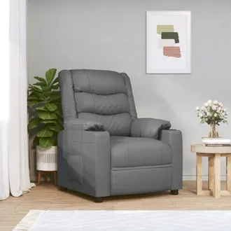 vidaXL Sill&oacute;n Reclinable El&eacute;ctrico De Cuero Sint&eacute;tico Gris Vidaxl