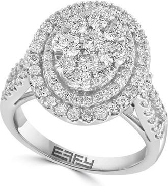 Effy 14K White Gold Diamond Double Halo Ring in 14K Gold at Nordstrom, Size 7