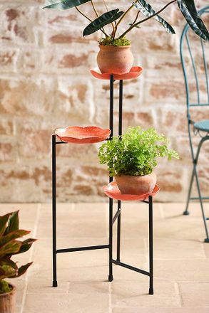 Terrain Ruffle Three-Tier Folding Iron Plant Stand