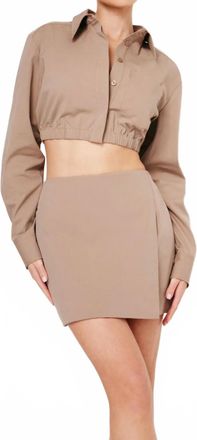 Good American Poplin Wrap Skirt In Beige