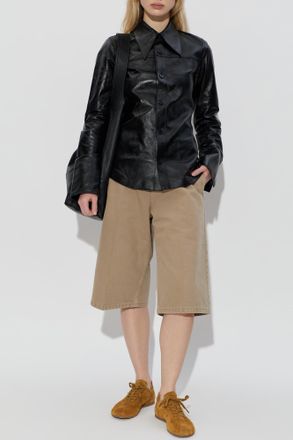 Ami Loose-fit Denim Shorts, Womens, Brown