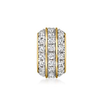 Ross-Simons Lab-Grown Diamond 3-Row Bead Charm in 18kt Gold Over Sterling