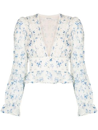 Reformation Meadowlark V-neck cropped blouse - White