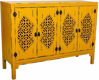 Wanderlust Deco Aparador de madera amarillo 120x40x86.5
