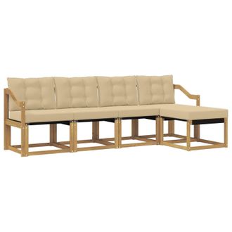 vidaXL Conjunto De Sof&aacute;s De Exterior Con Coj&iacute;n 5 Pcs Y Beige Vidaxl