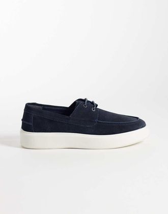 Asos Scarpe stringate in camoscio blu navy